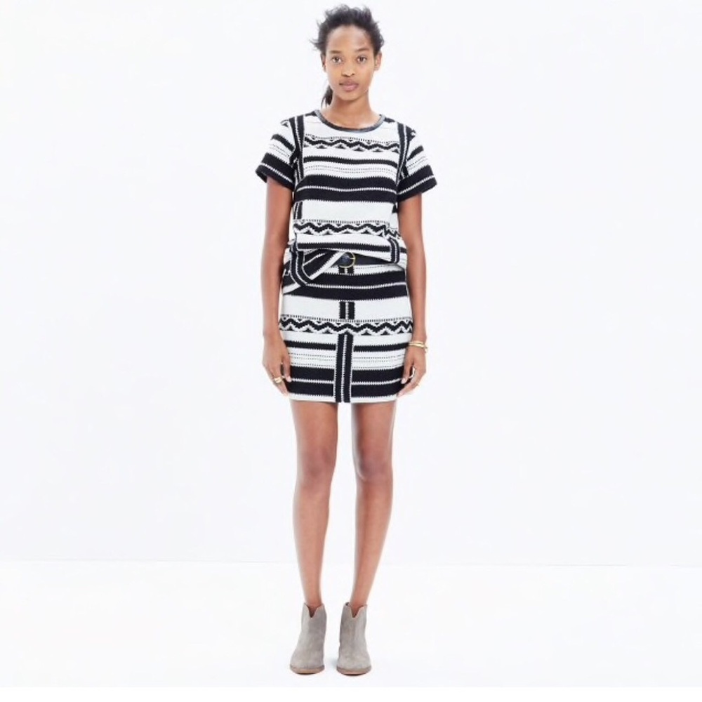 Madewell geometric white and black skirt